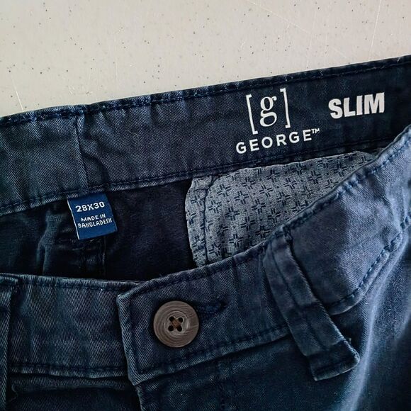 George Slim Blue Dress Pants - Size 28x30 - Picture 5 of 12